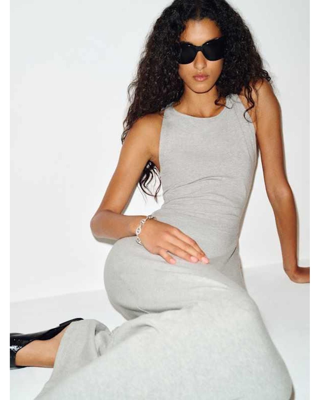Reformation White Teddi Knit Dress Heather