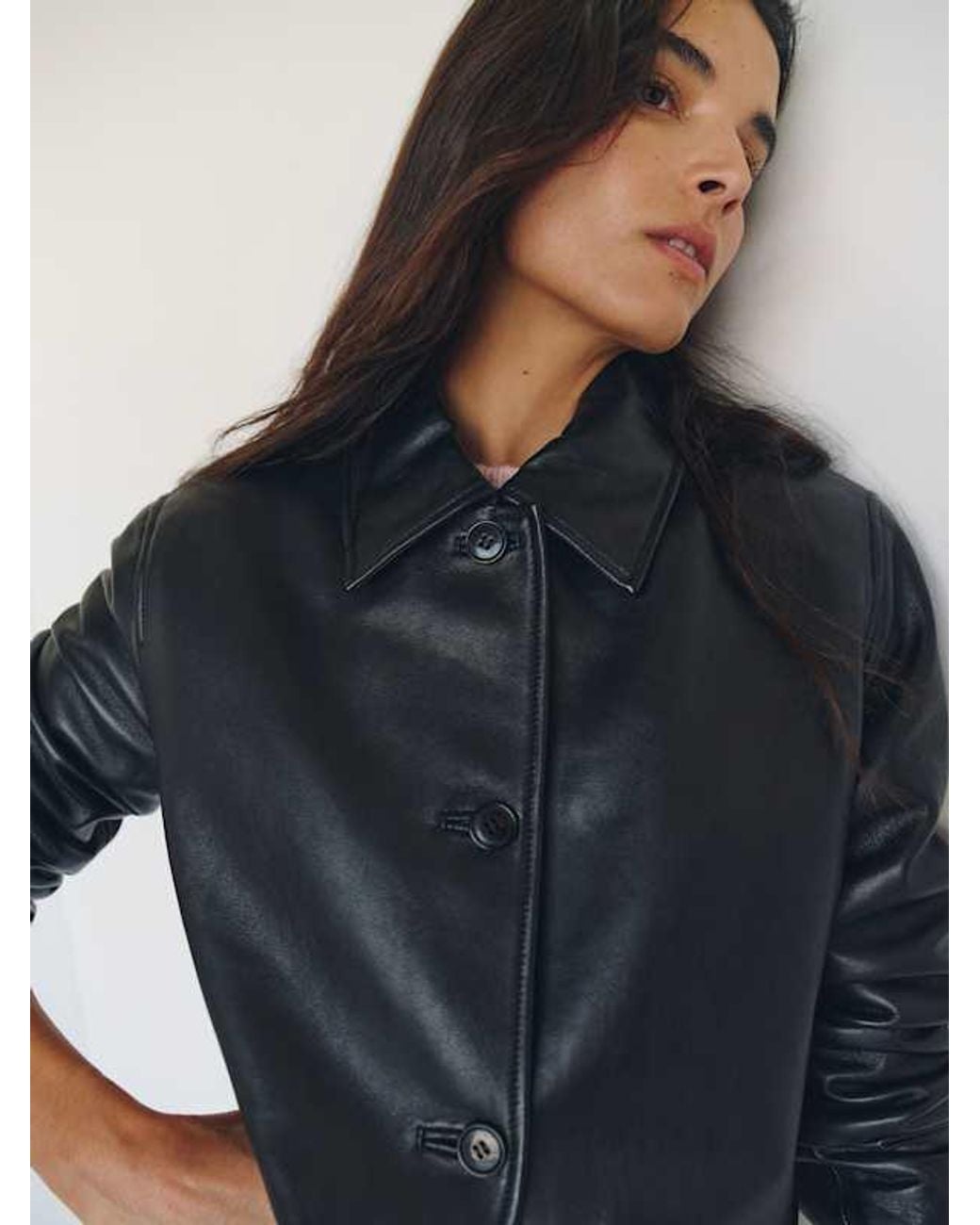 Reformation Blue Veda Remi Leather Jacket Leather