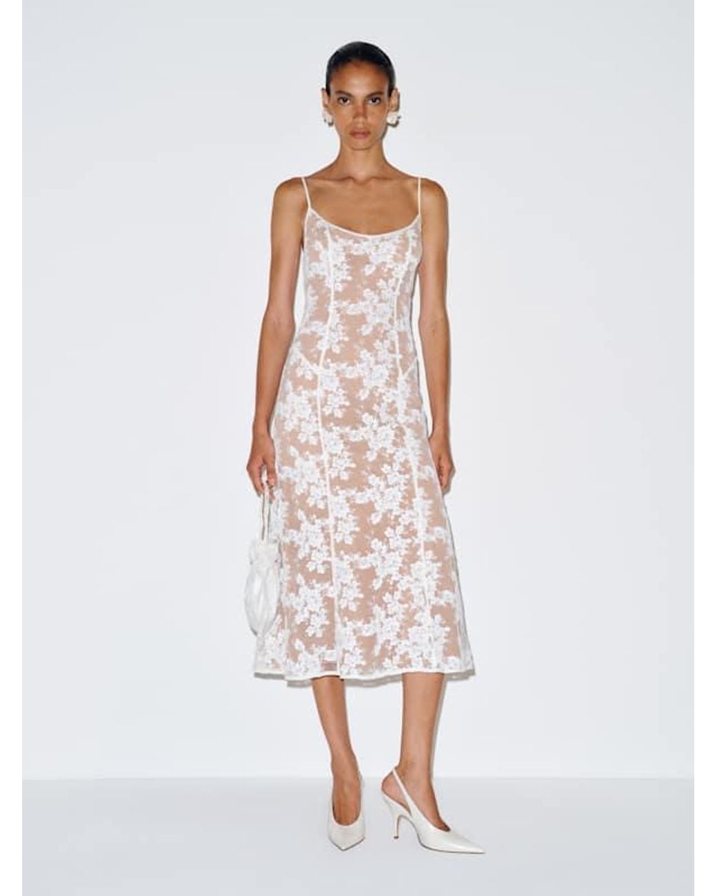 Reformation White Marian Dress Bloom Lace 0