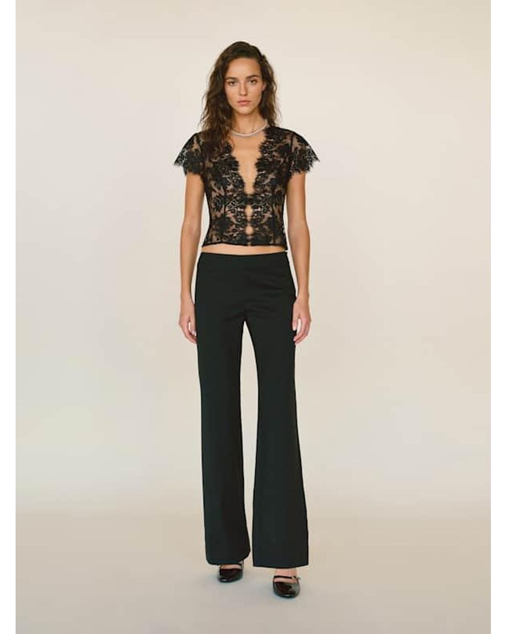 Reformation Black Eugenie Top Lace