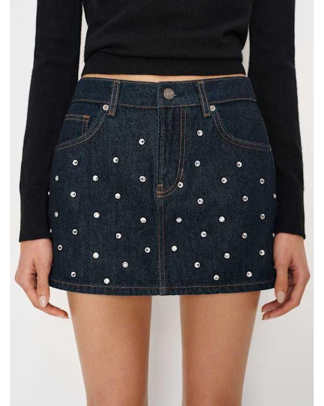 Reformation Black Hazel Low Rise Denim Mini Skirt