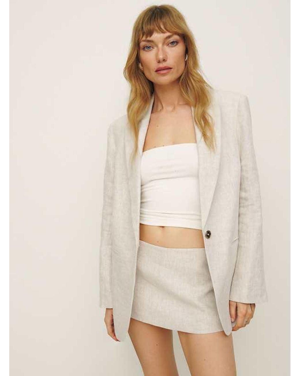 Reformation Natural Mia Low Waist Linen Skort 6