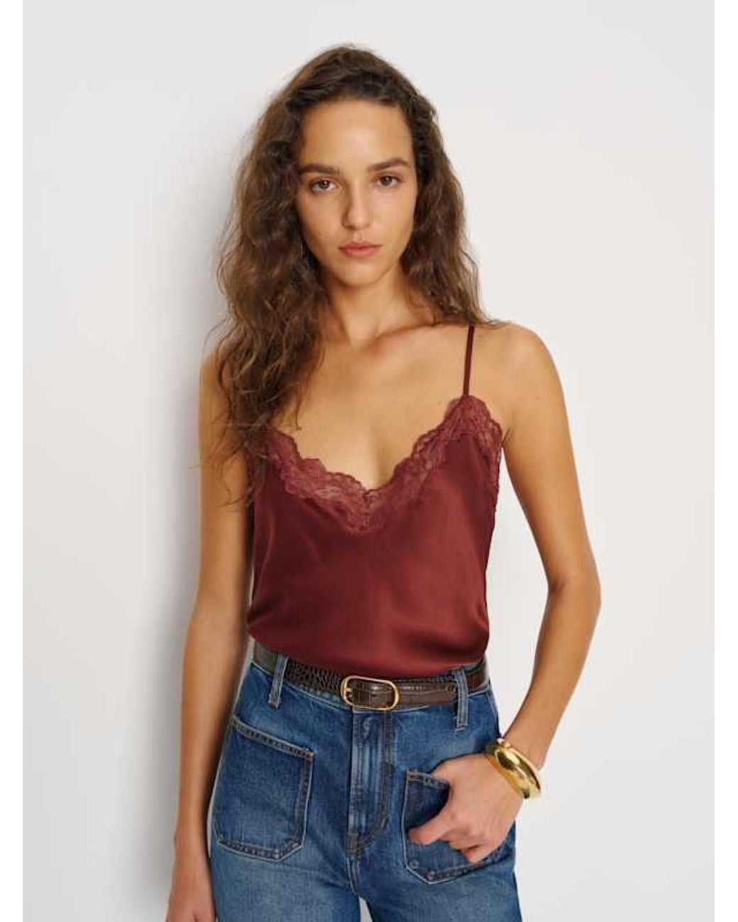 Reformation Blue Teddy Silk Top