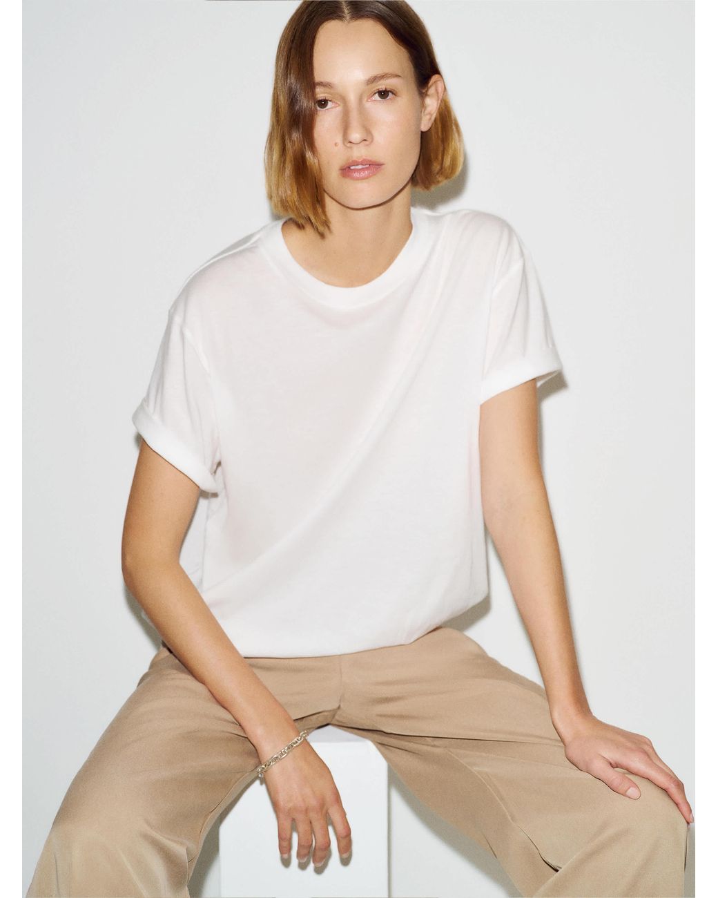 Reformation Natural Oversized Relaxed Fit Crew Neck Tee