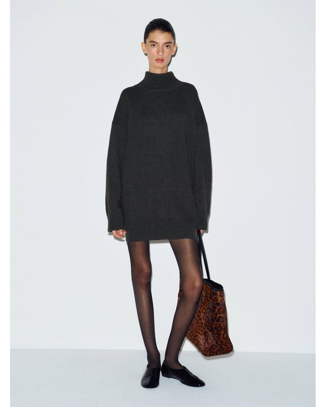 Reformation Black Mars Cashmere Turtleneck Dress