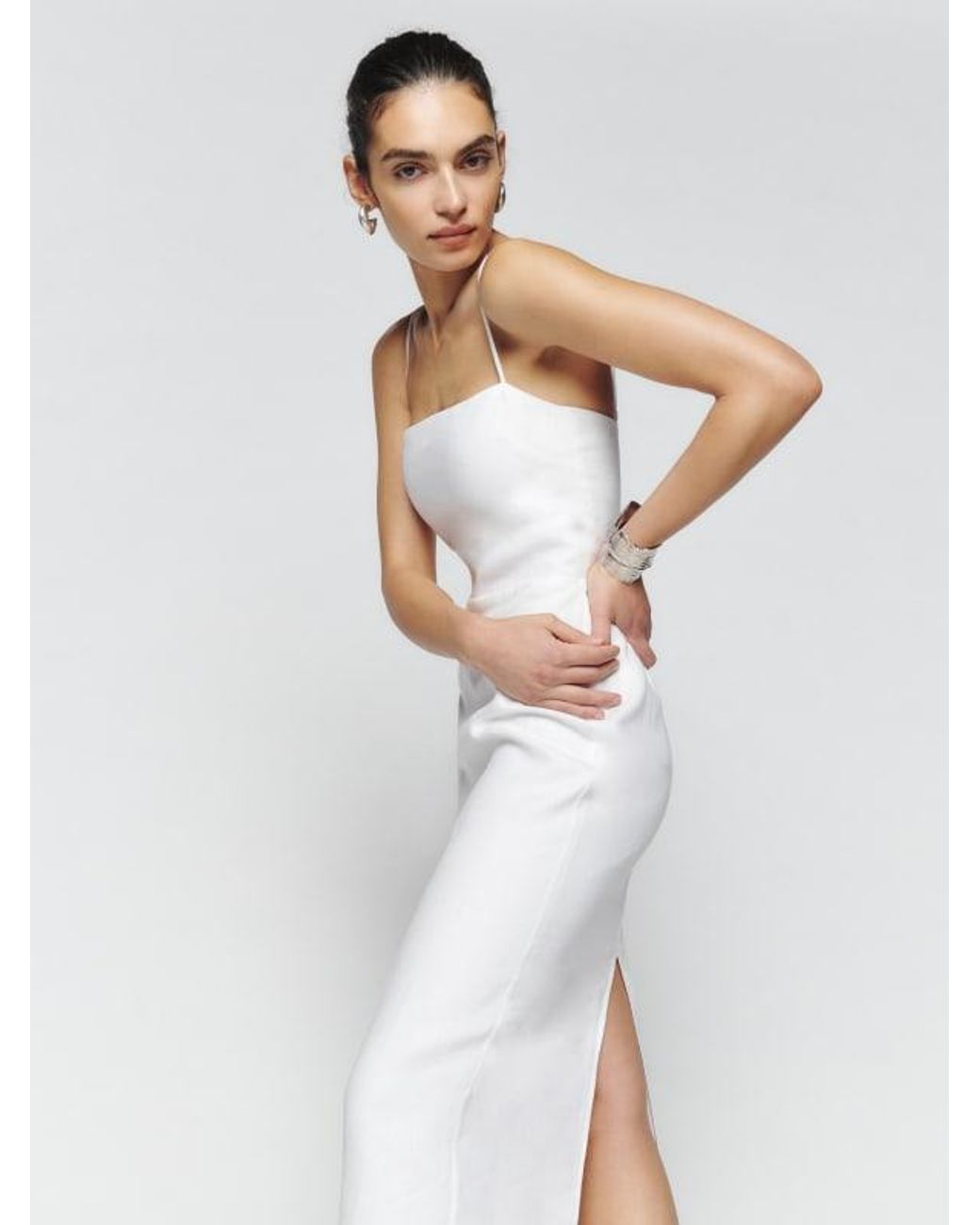 reformation frankie linen dress Maxi and back smocking Reformation Frankie Linen Dress in