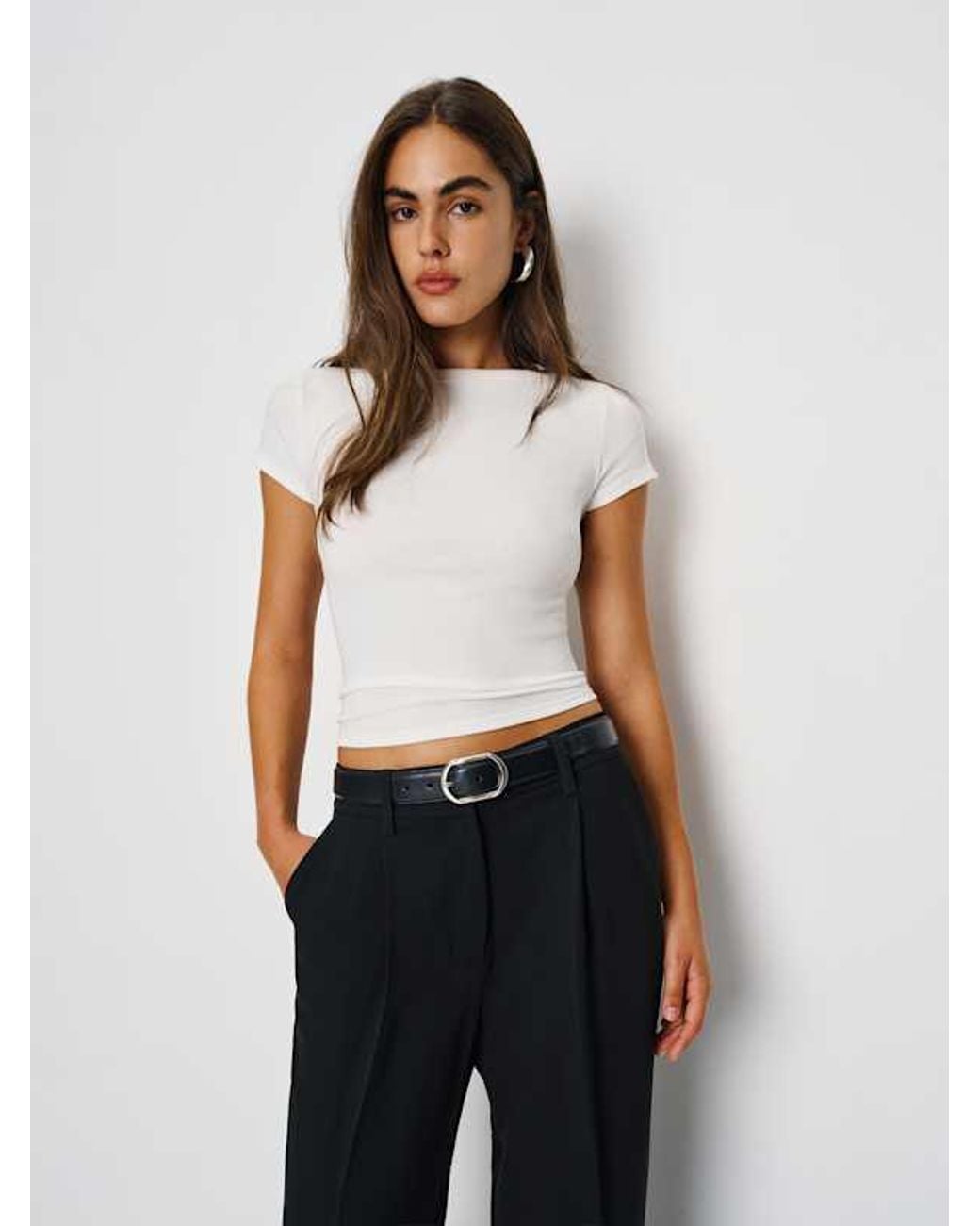 Reformation White Talia T-Shirt