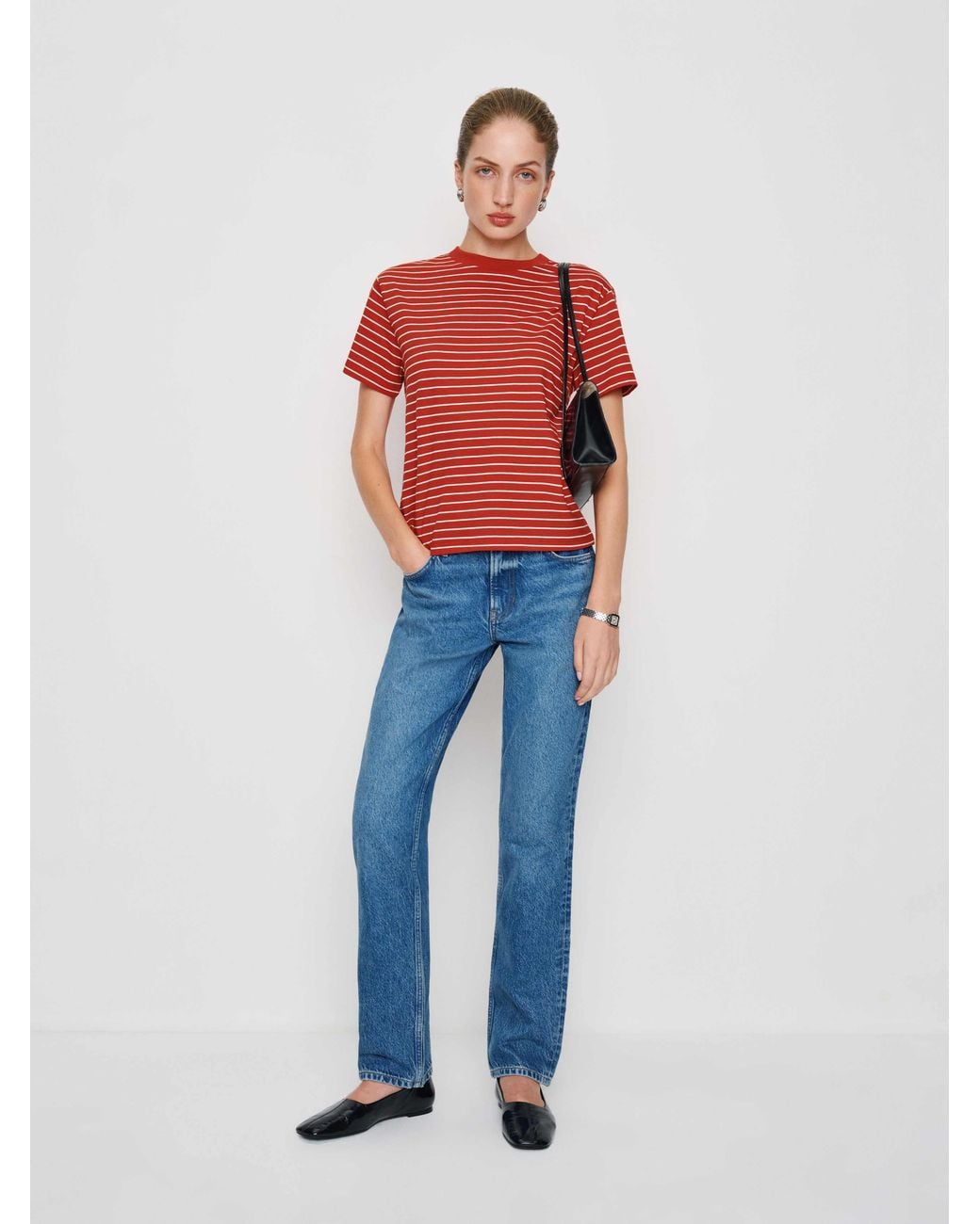 Reformation Blue Rowan Crew T-Shirt