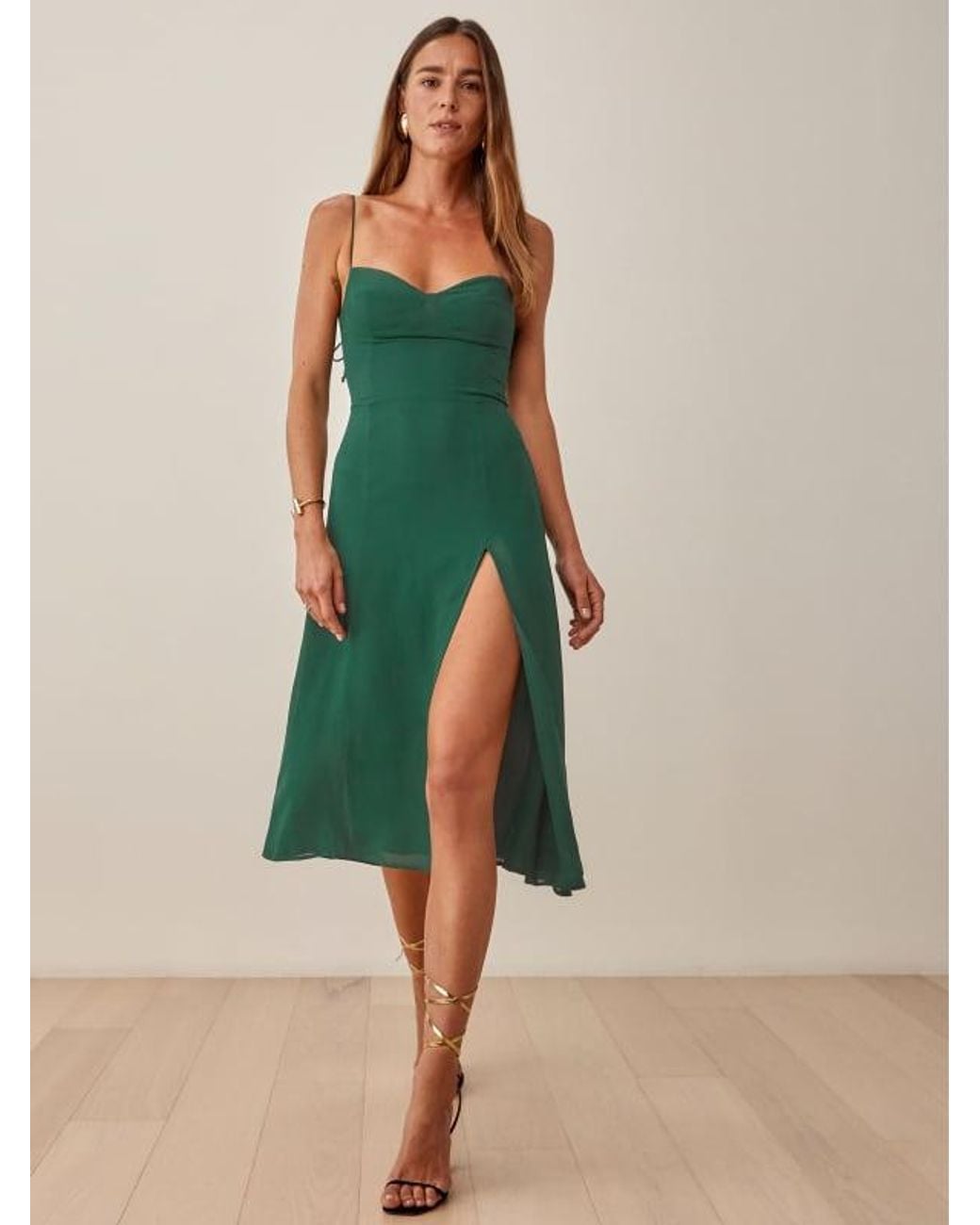 Reformation Petites Juliette Dress in Green | Lyst Reformation Petites Juliette Dress in Green | Lyst