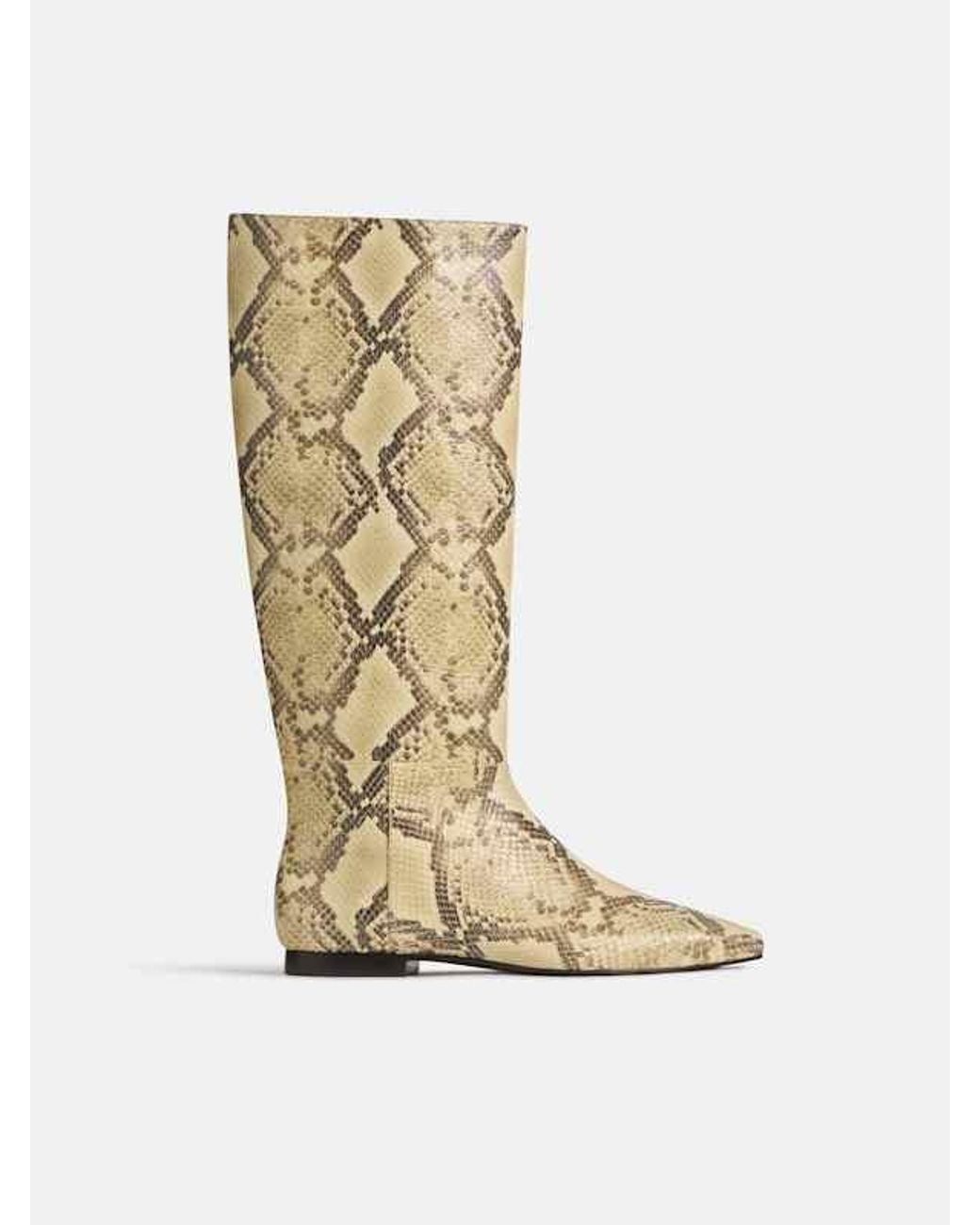 Reformation Yellow Remy Flat Knee Boot Pale Snake 5