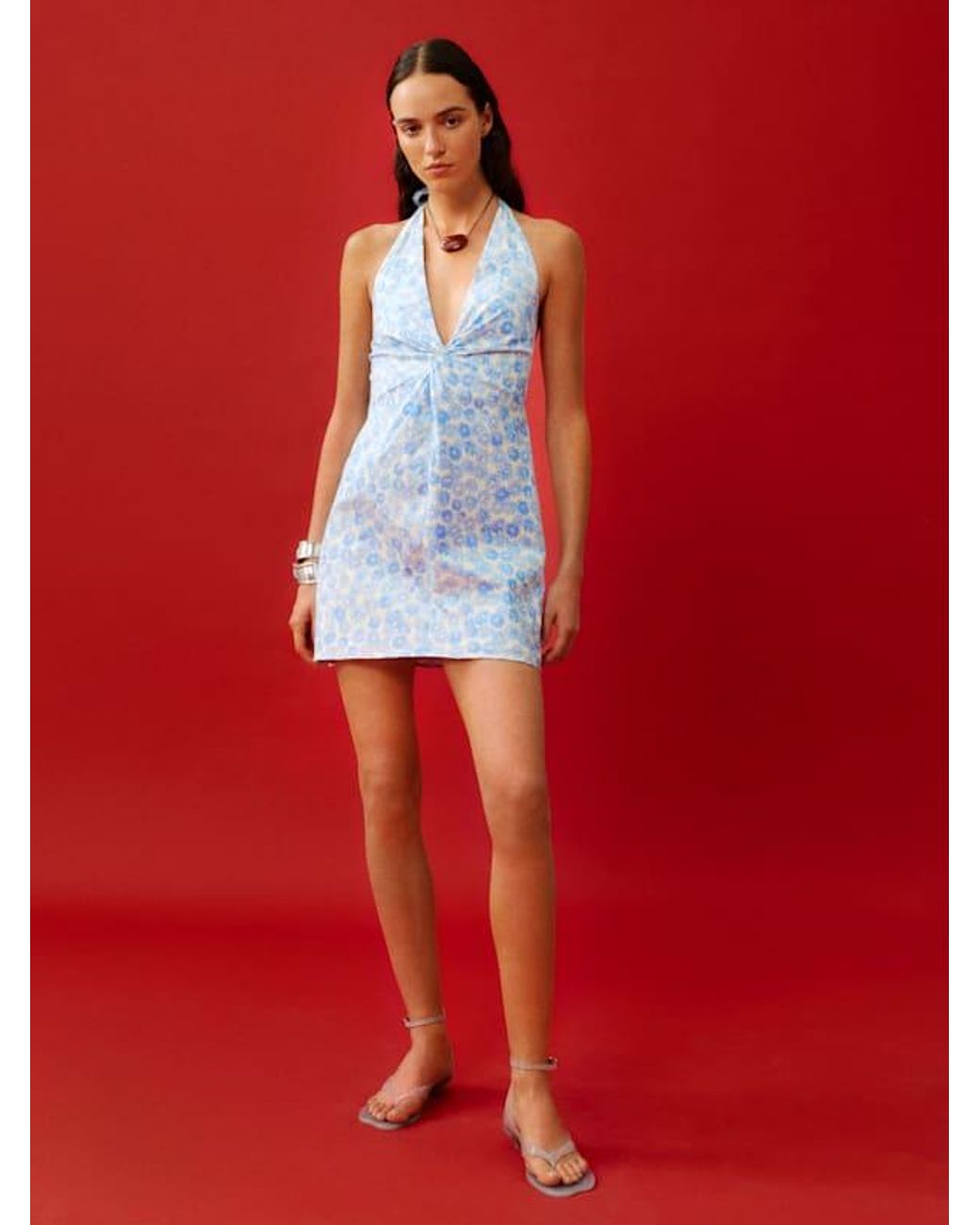 Reformation Jessella Dress in Blue Lyst UK