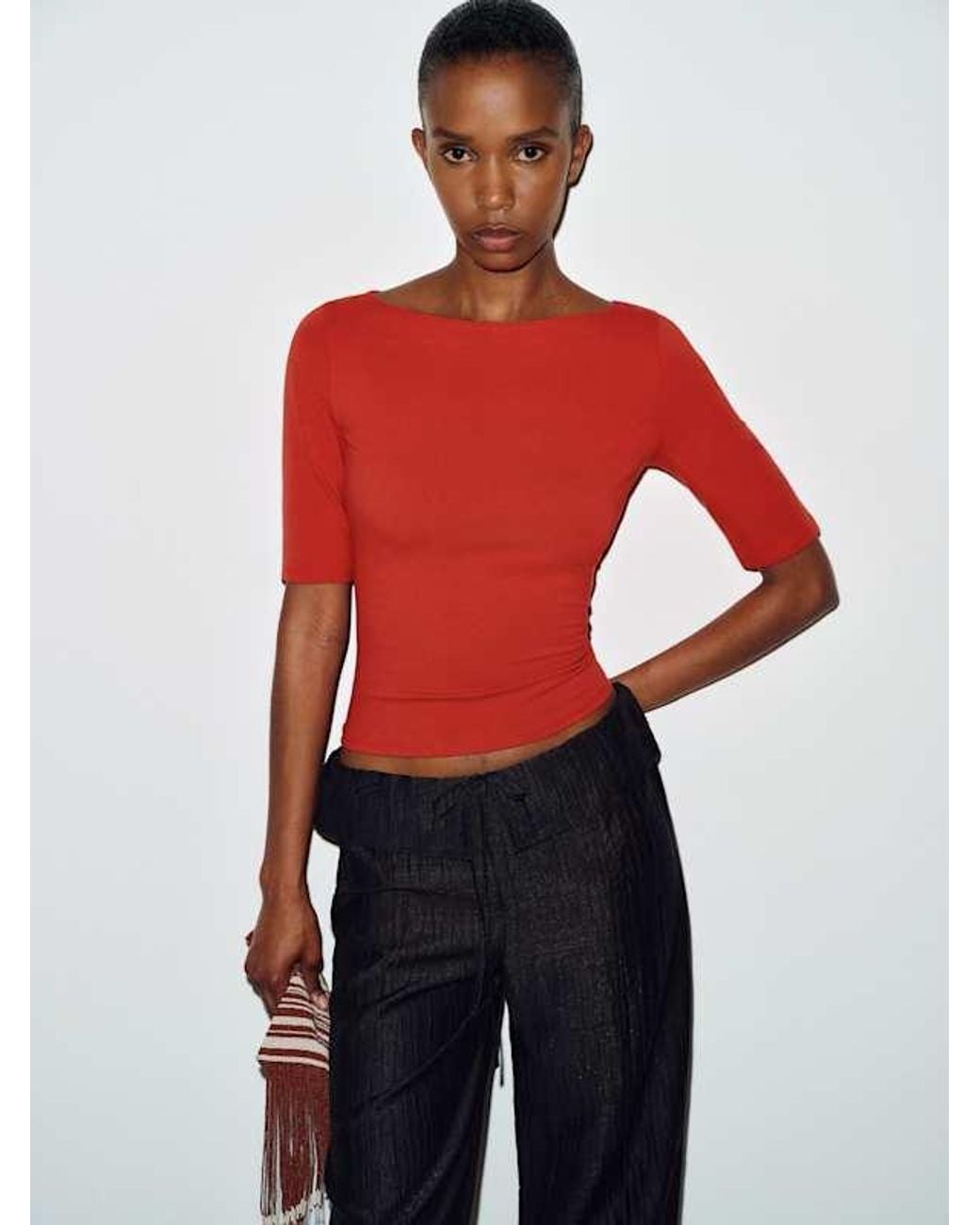 Reformation Red Santino Knit Top