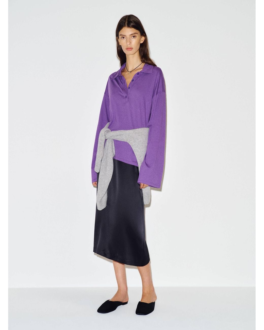 Reformation Purple Mellen Polo Knit Top