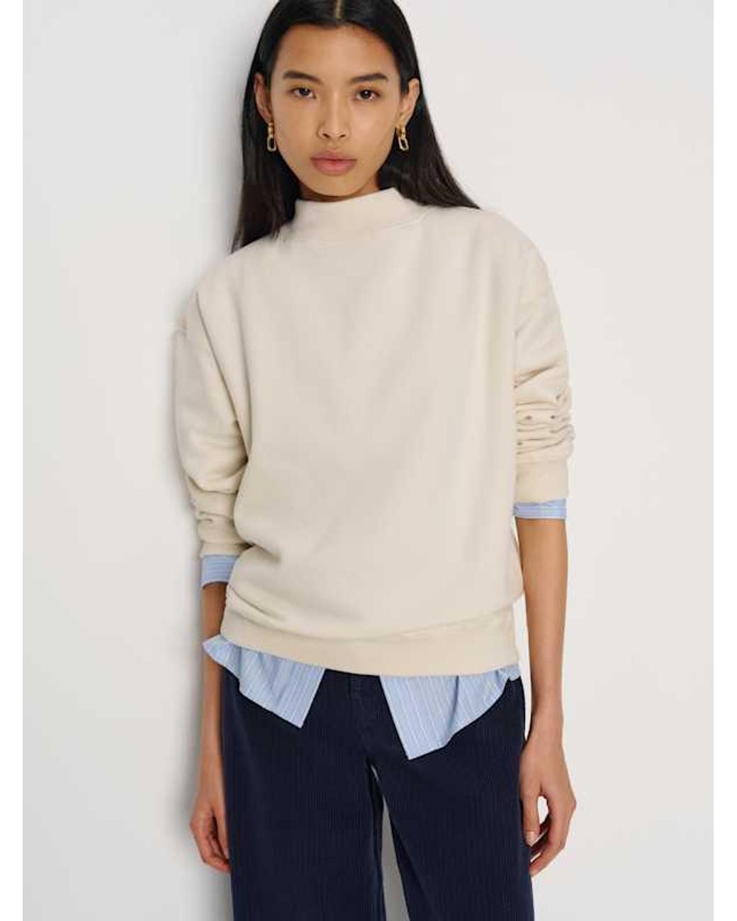 Reformation White Jade Mock Neck Sweatshirt
