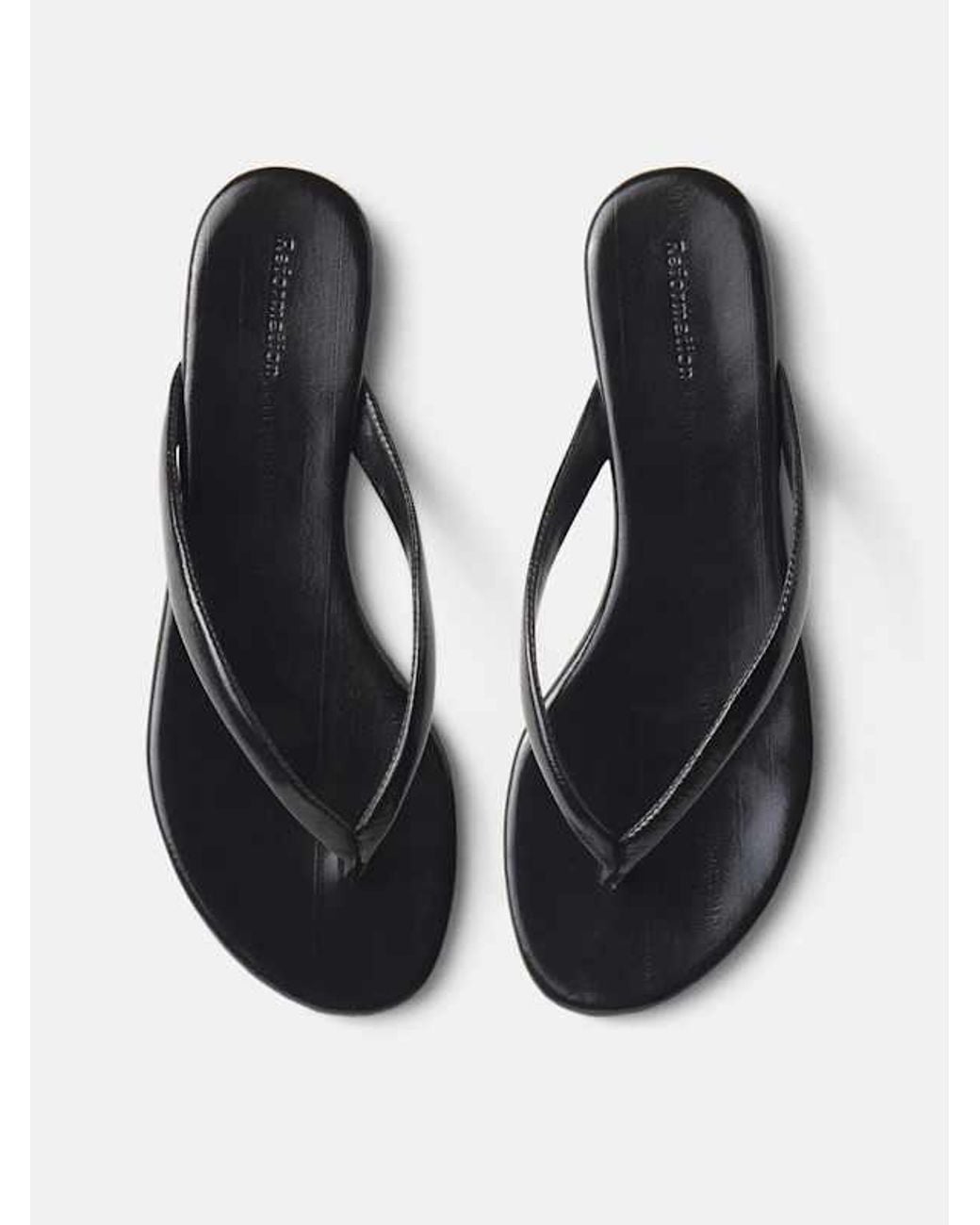 Reformation Black Amelia Flat Thong Eel