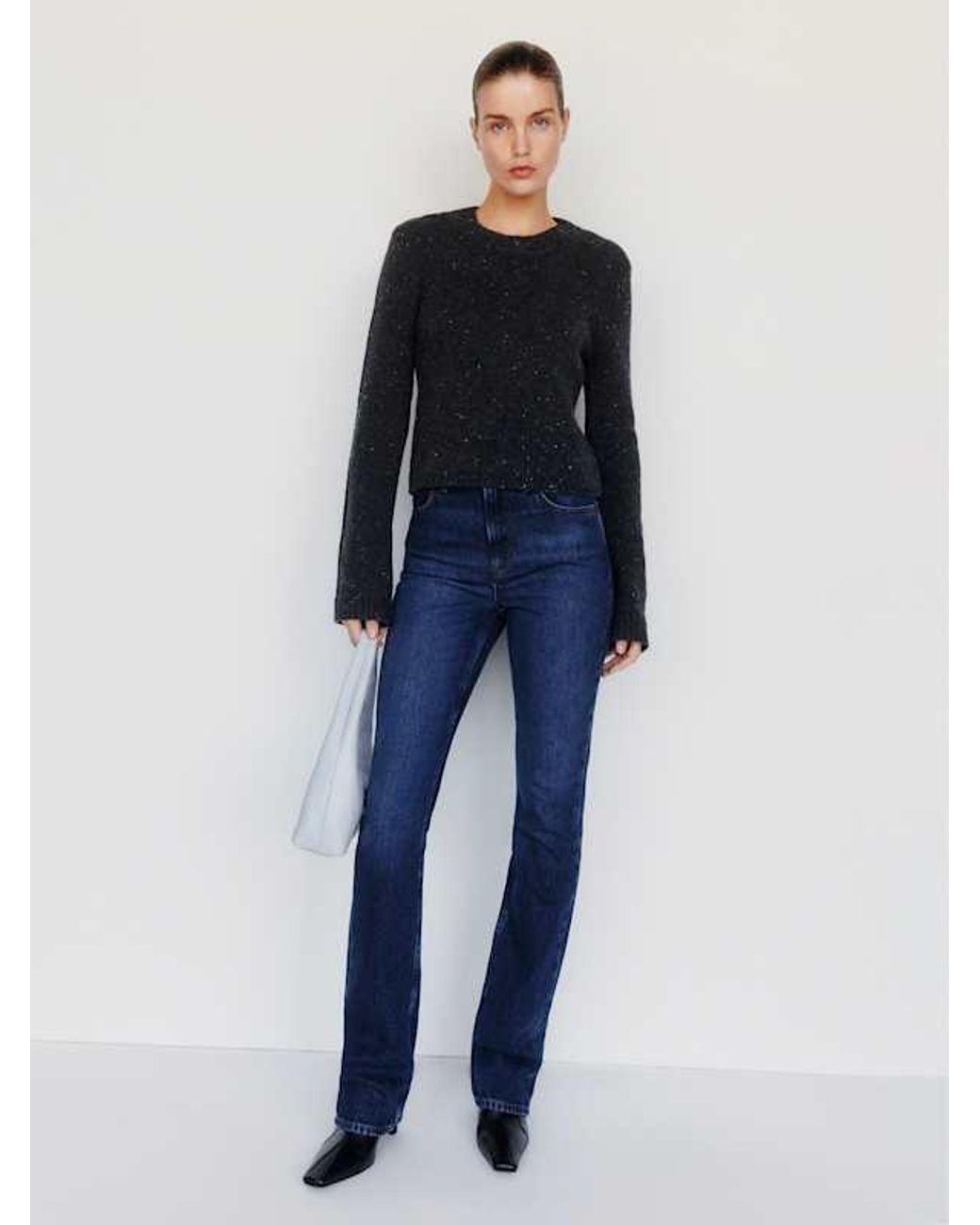 Reformation Black Ashley Regenerative Wool Crew Sweater Sheep