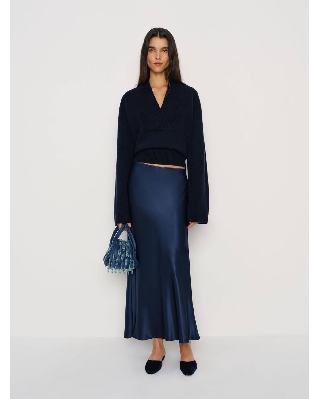 Reformation Blue Easton Cashmere Sweater
