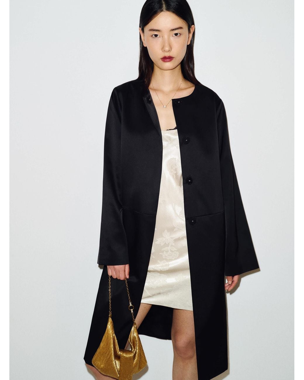 Reformation Blue Stella Satin Coat