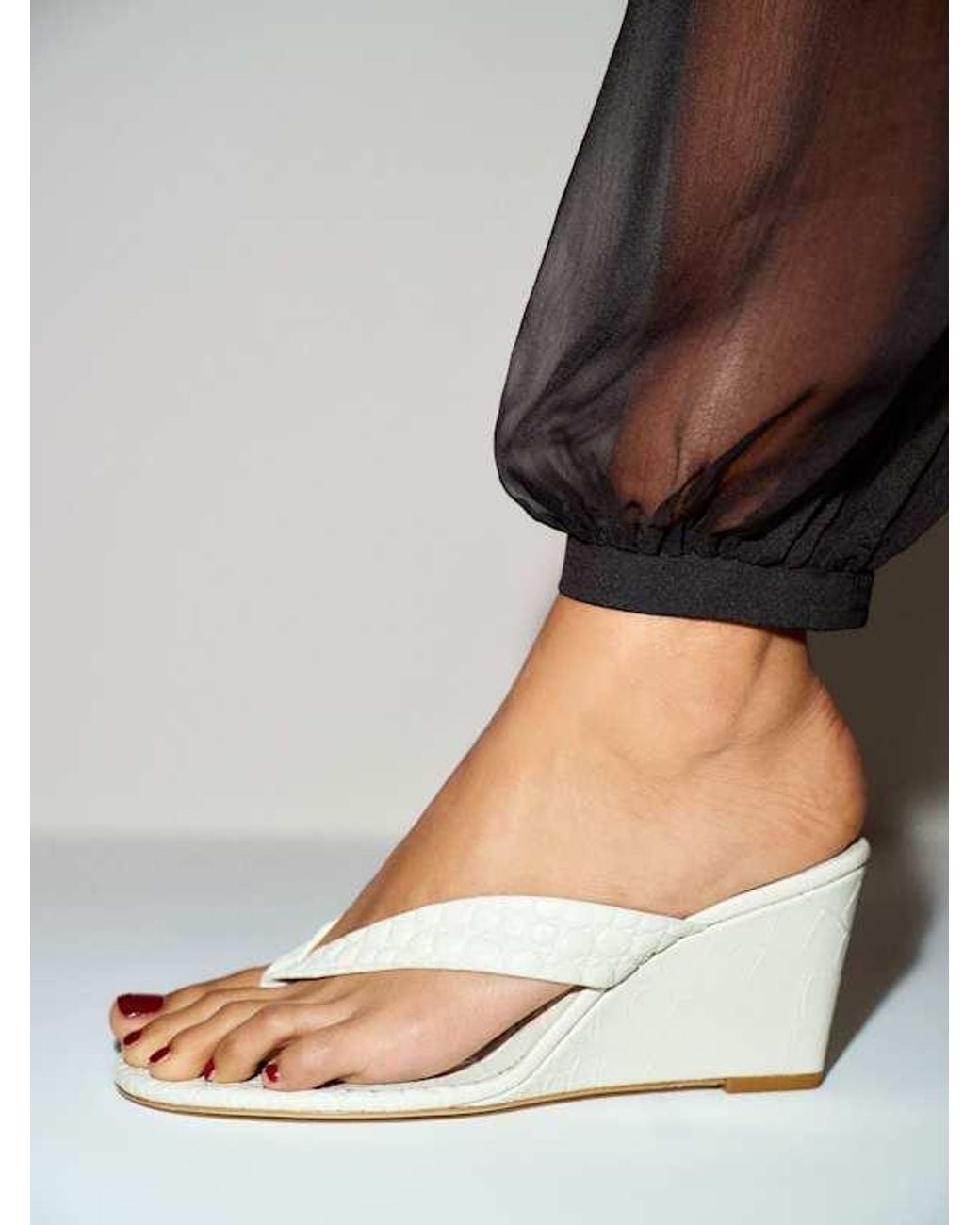 Reformation White Jessie Wedge Thong 5