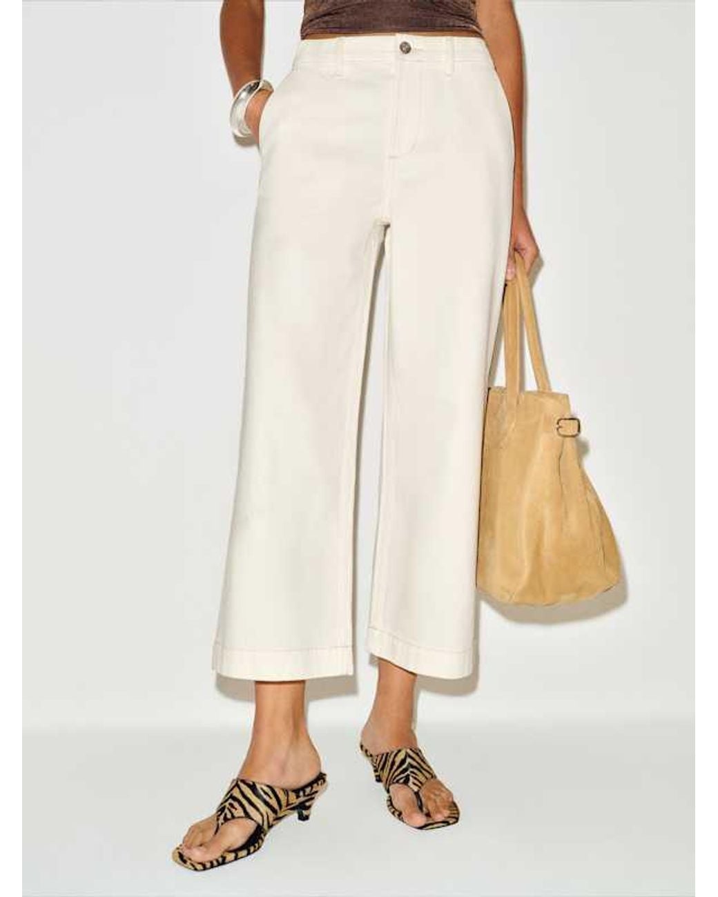 Reformation White Cary Low Rise Slouchy Wide Leg Cropped Jeans