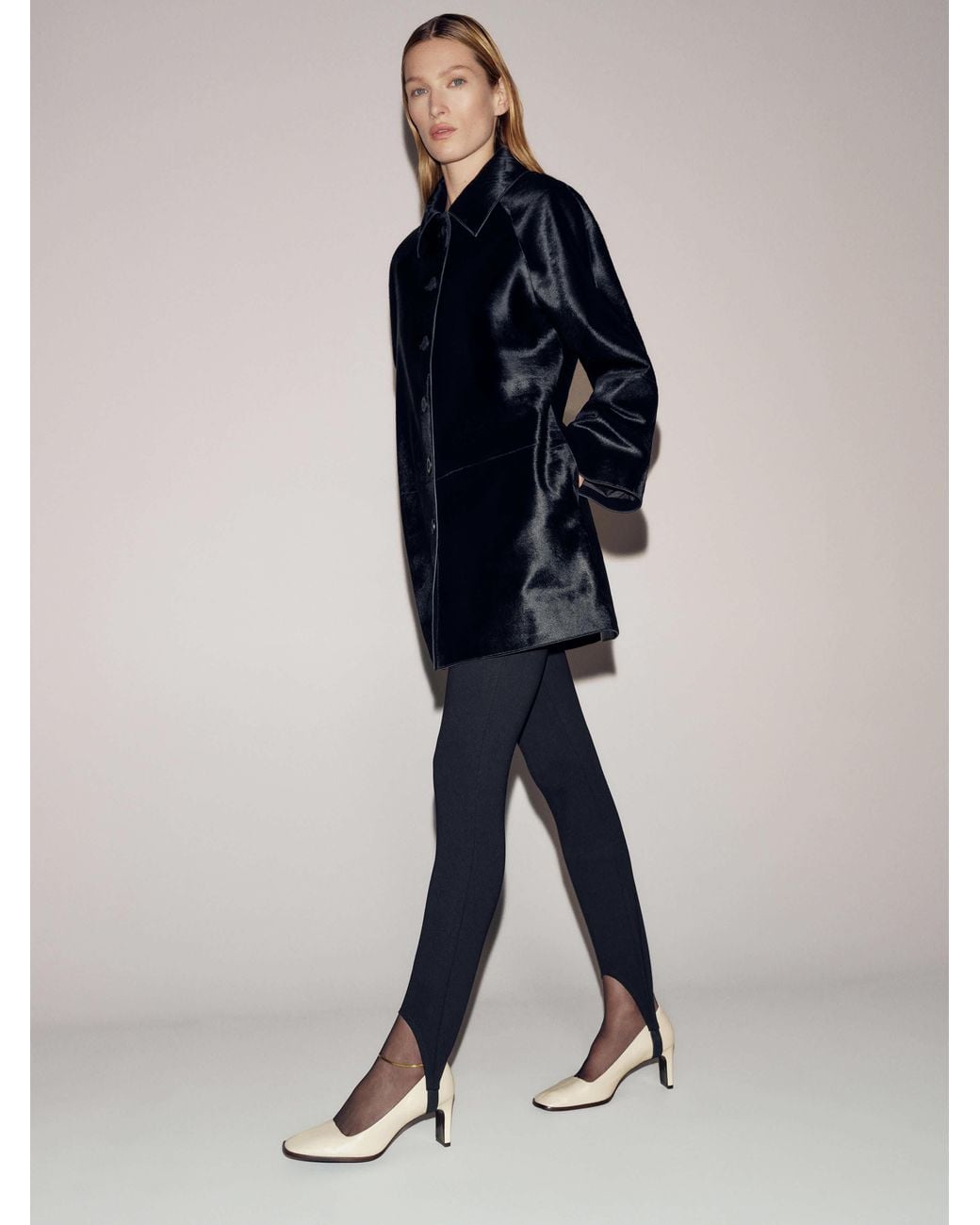Reformation Blue Veda Celine Jacket Calfhair Leather