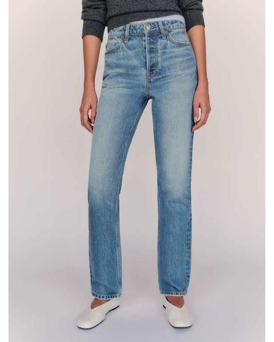 Reformation Blue Cynthia High Rise Straight Jeans Denim