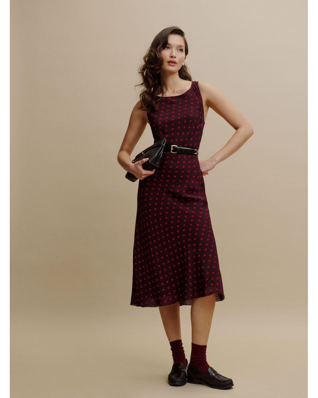 topanga sleeveless chiffon dress Reformation Topanga Dress in Natural
