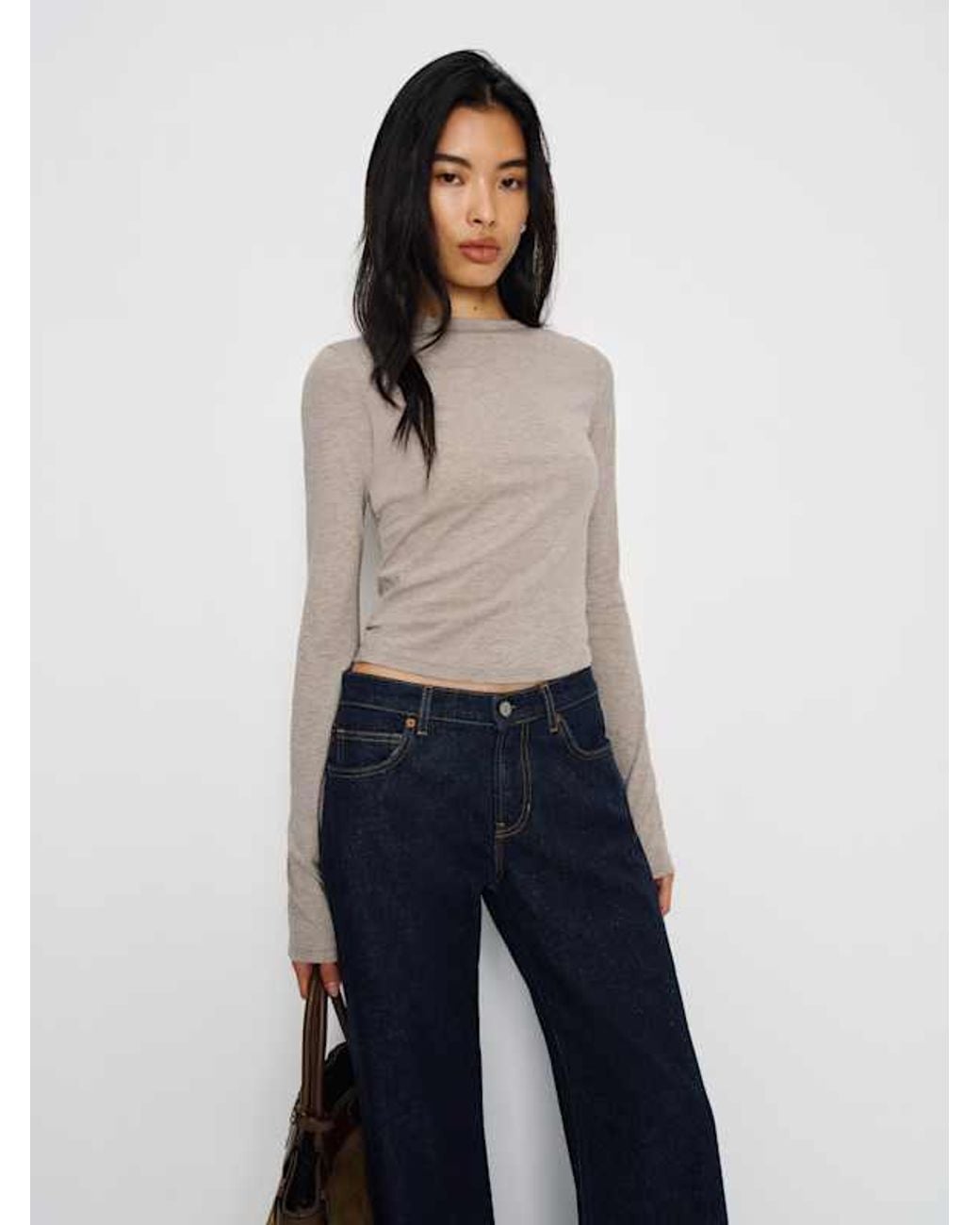 Reformation Blue Ezra Slim Fit Long Sleeve