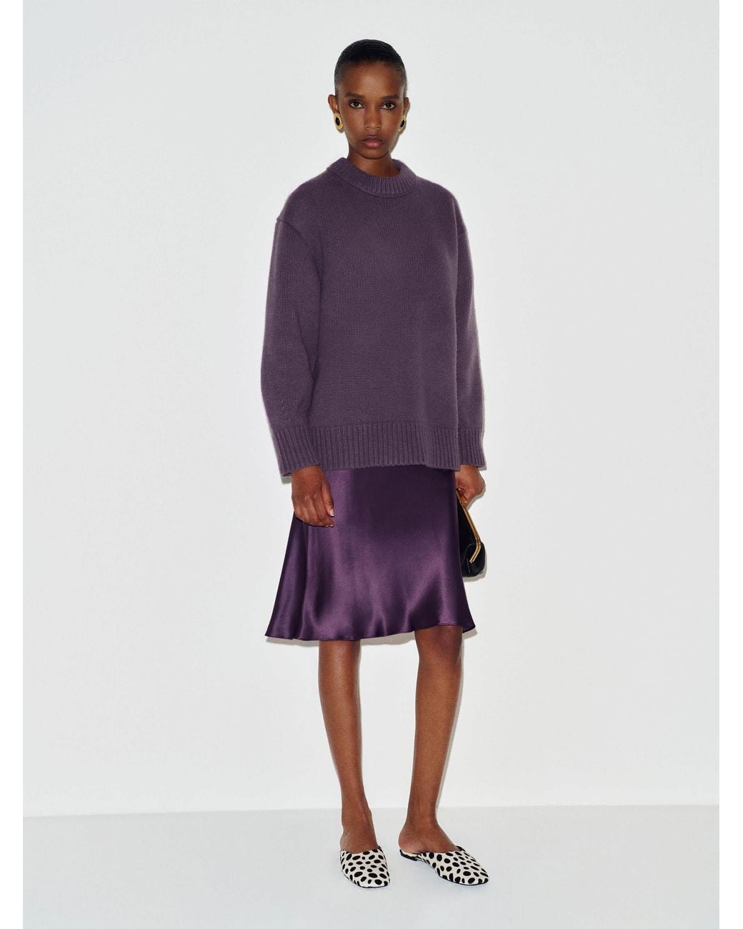 Reformation Purple Jo Regenerative Wool Oversized Crew Sweater