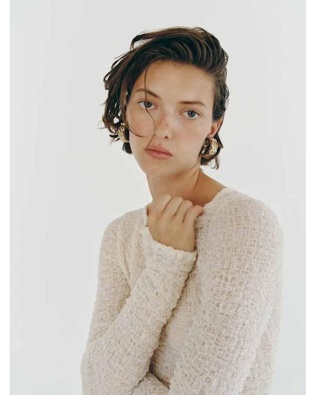 Reformation Blue Wiley Knit Top Crinkle