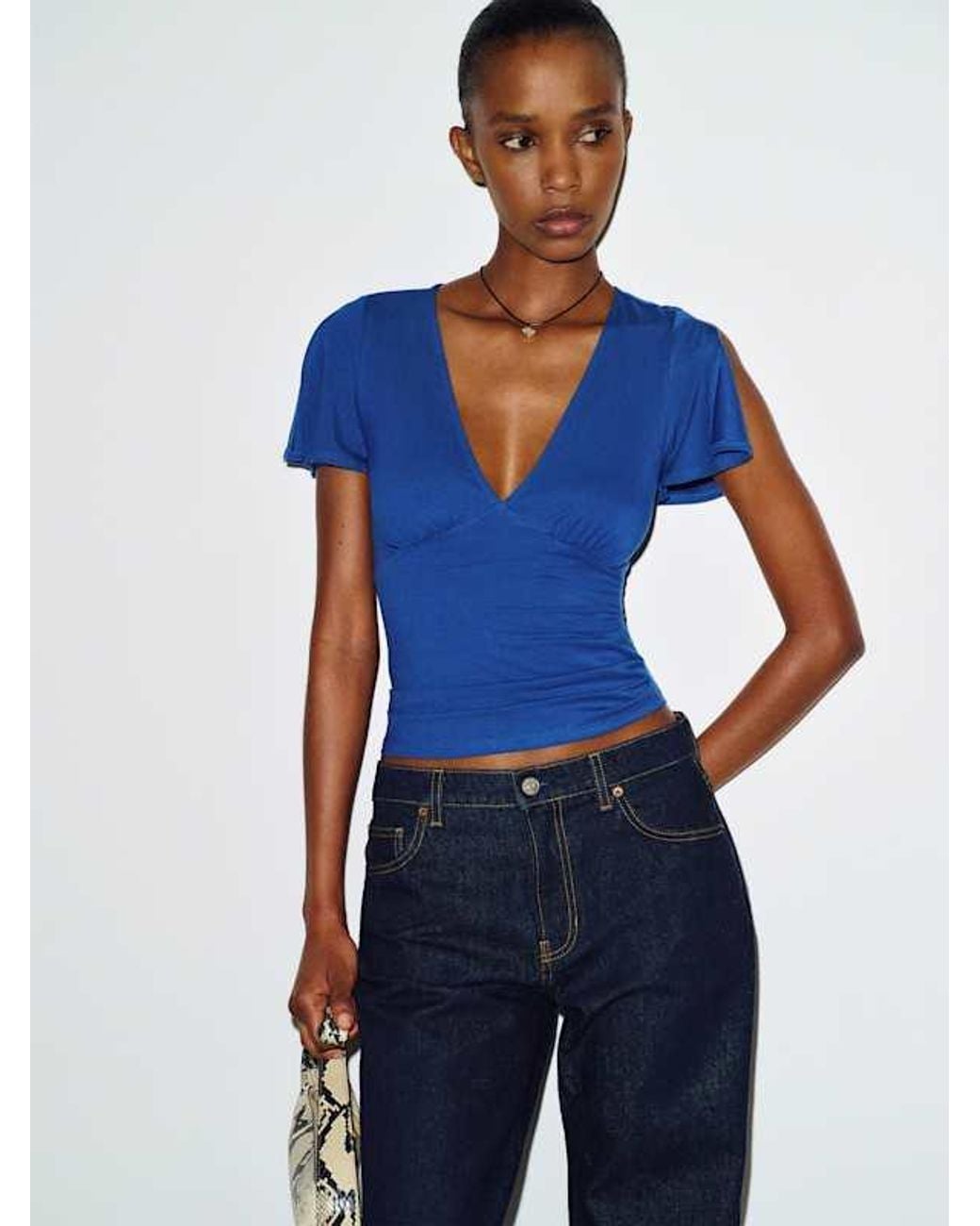 Reformation Blue Cosette Knit Top