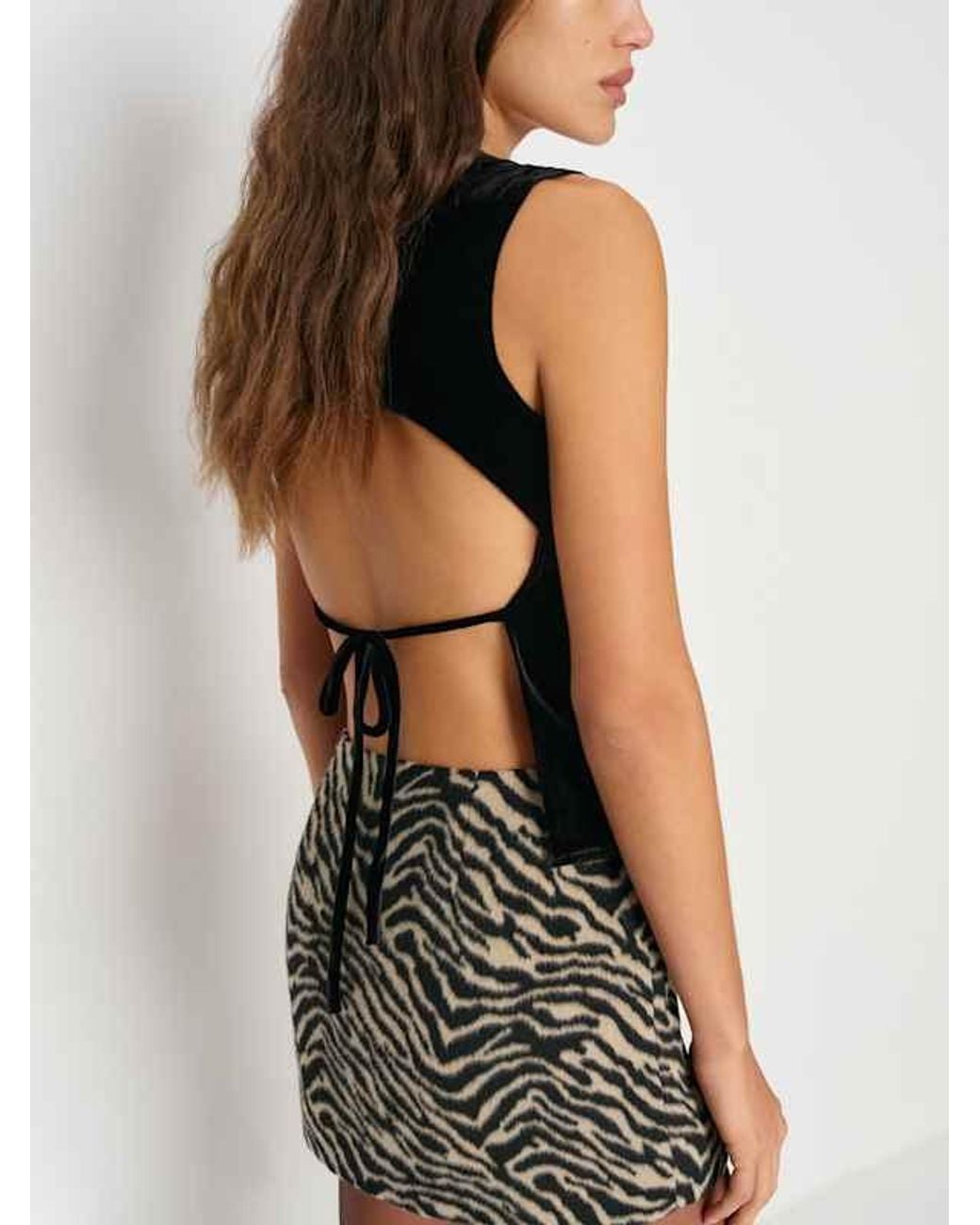 Reformation Black Evelina Velvet Top