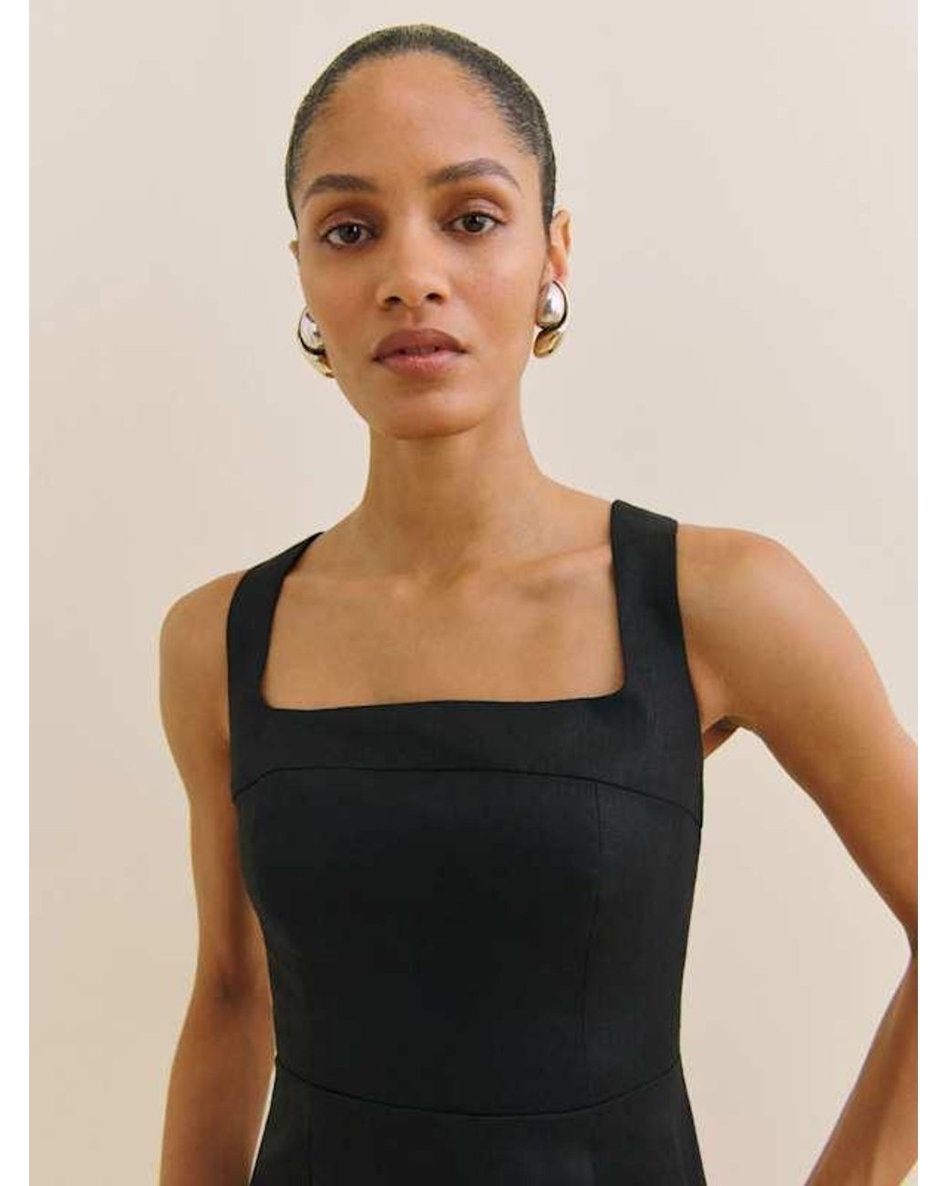 Reformation Celosia Linen Dress in Black | Lyst