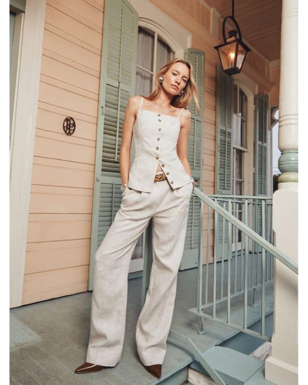 reformation rumi linen top