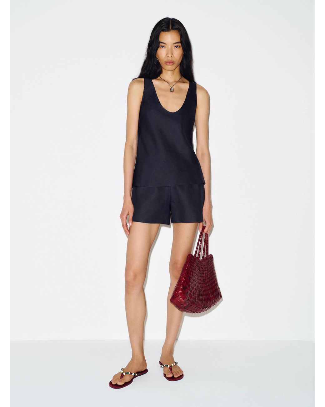 Reformation Blue Enzo Linen Two Piece