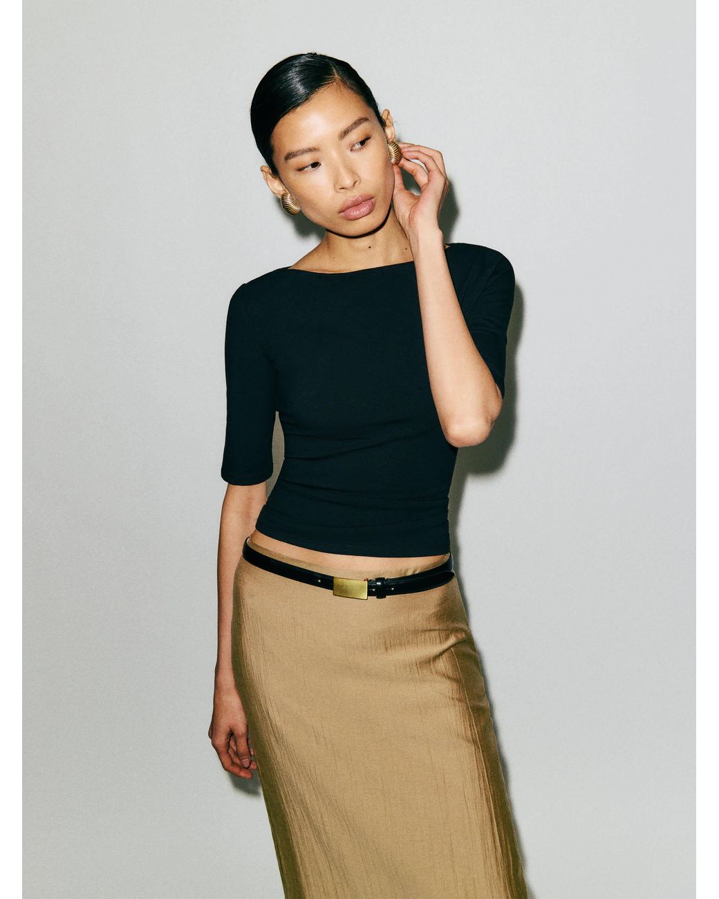 Reformation Black Santino Knit Top