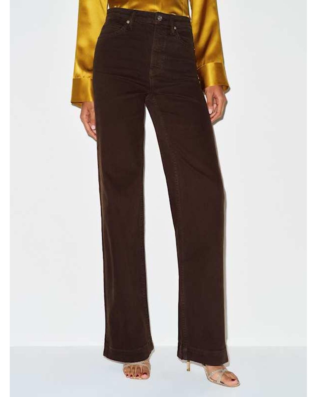 Reformation Yellow Bex Super Stretch High Rise Wide Leg Jeans Cotton