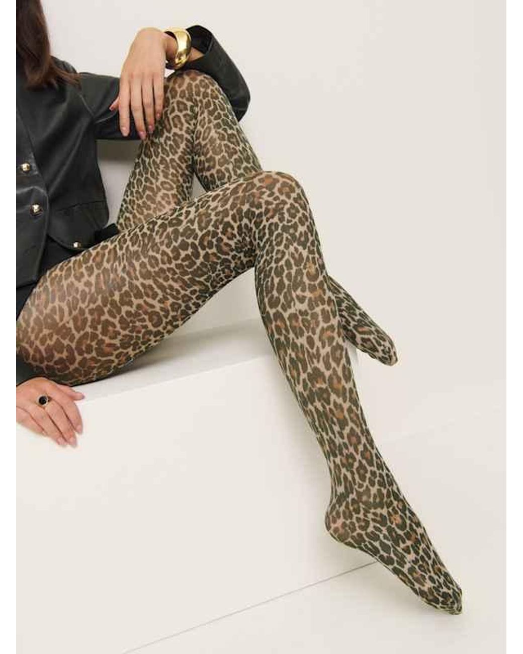 Reformation Natural Leopard Print High-Rise Tights