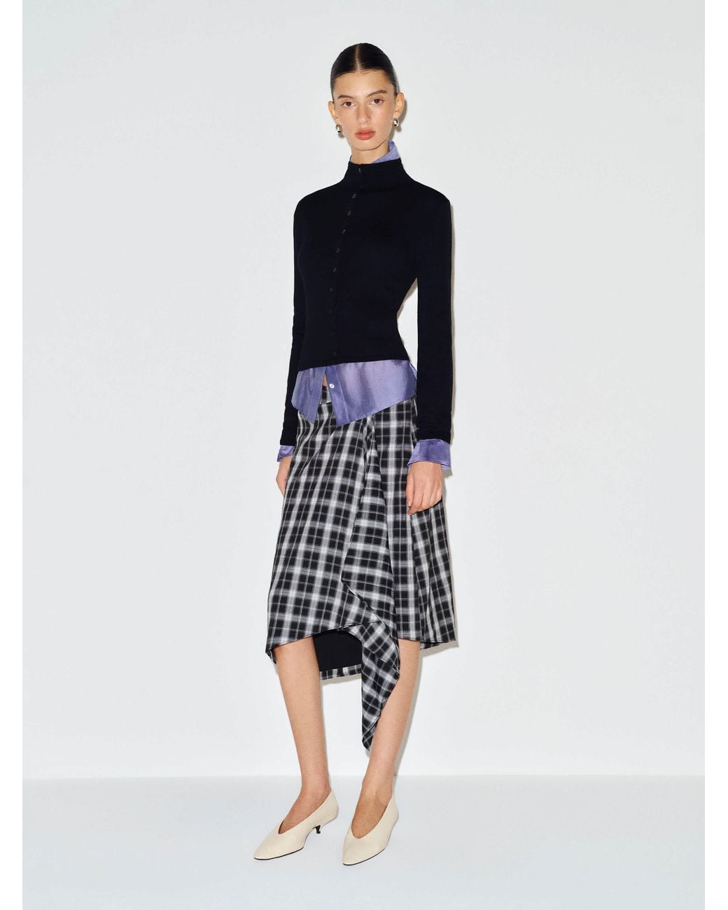 Reformation Blue Cece Skirt/ Plaid 0