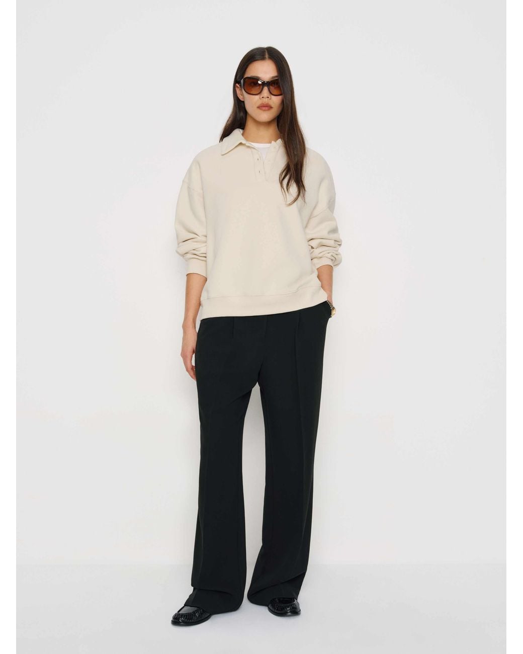 Reformation Natural Nico Classic Polo Sweatshirt
