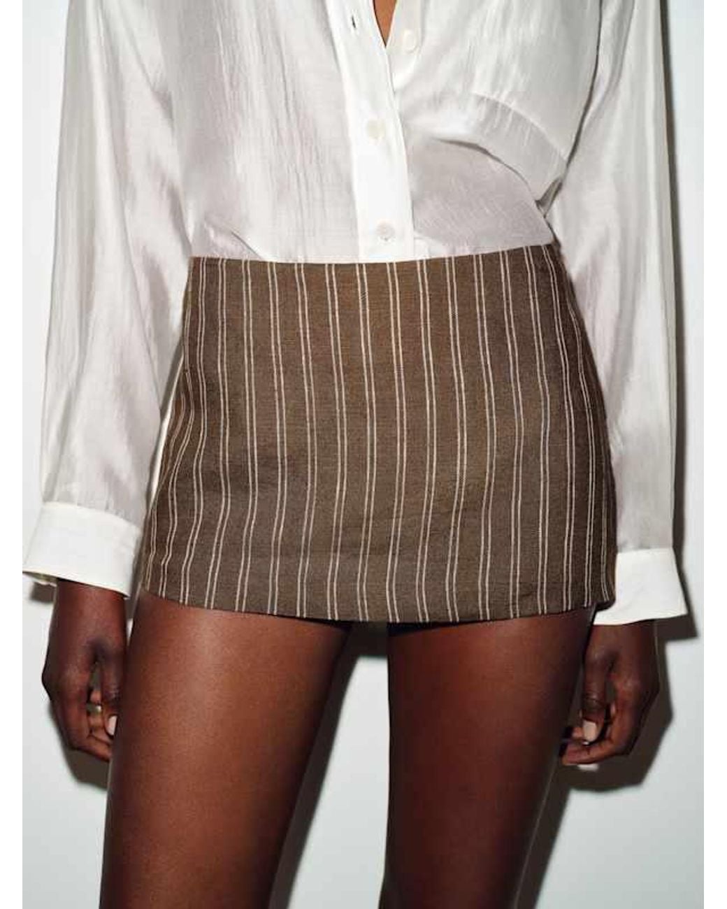 Reformation White Mia Low Waist Linen Skort 4