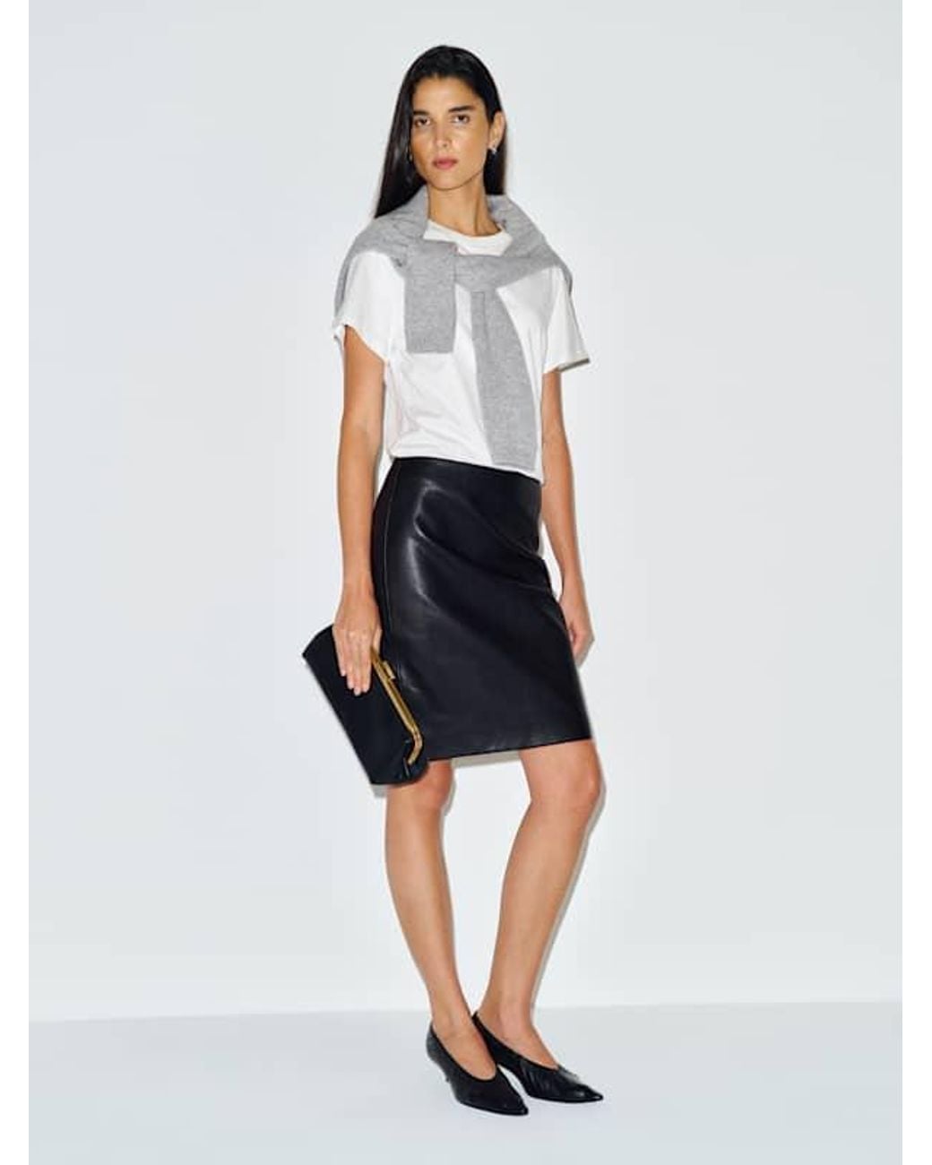 Reformation White Veda Elle Leather Skirt Shine 0