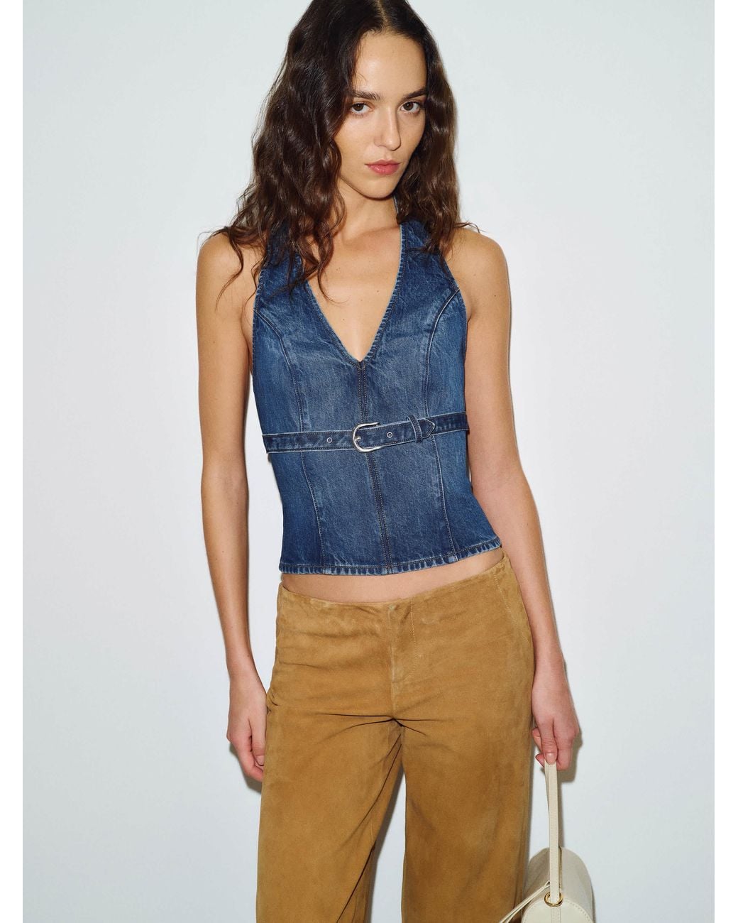 Reformation Blue Randy Denim Halter Top
