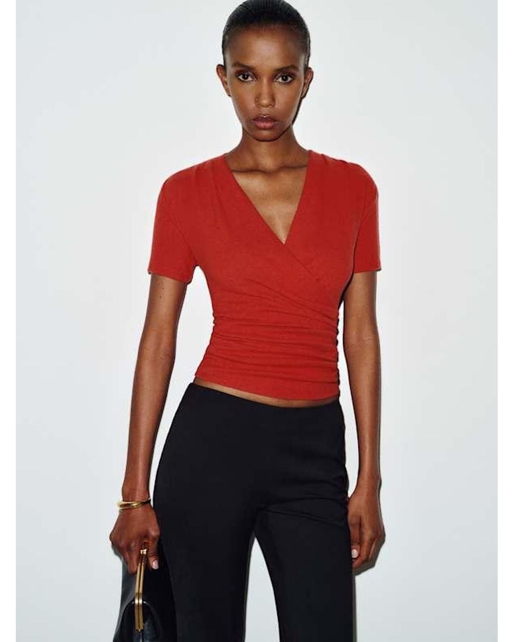 Reformation Red Larah Knit Top