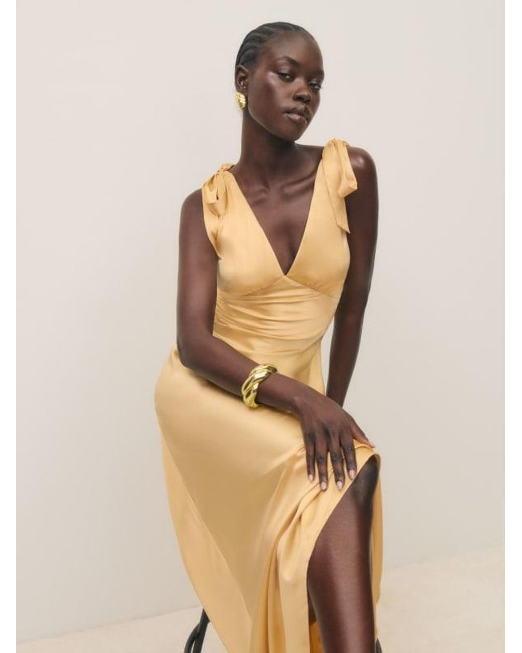 Reformation Pernille Silk Dress in Natural | Lyst