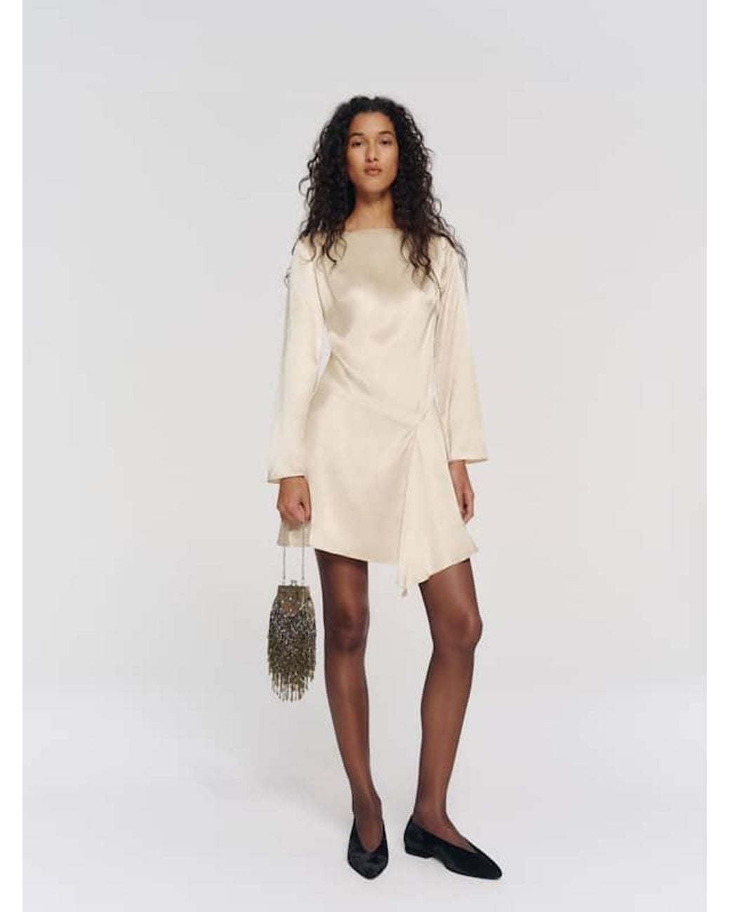 Reformation Natural Kline Silk Dress 0
