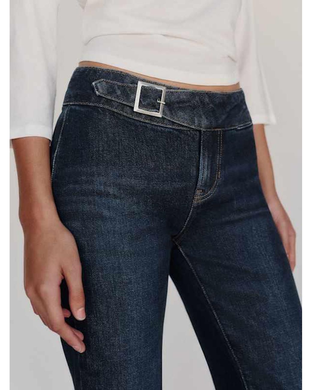 Reformation Blue Elly Stretch Low Rise Bootcut Jeans