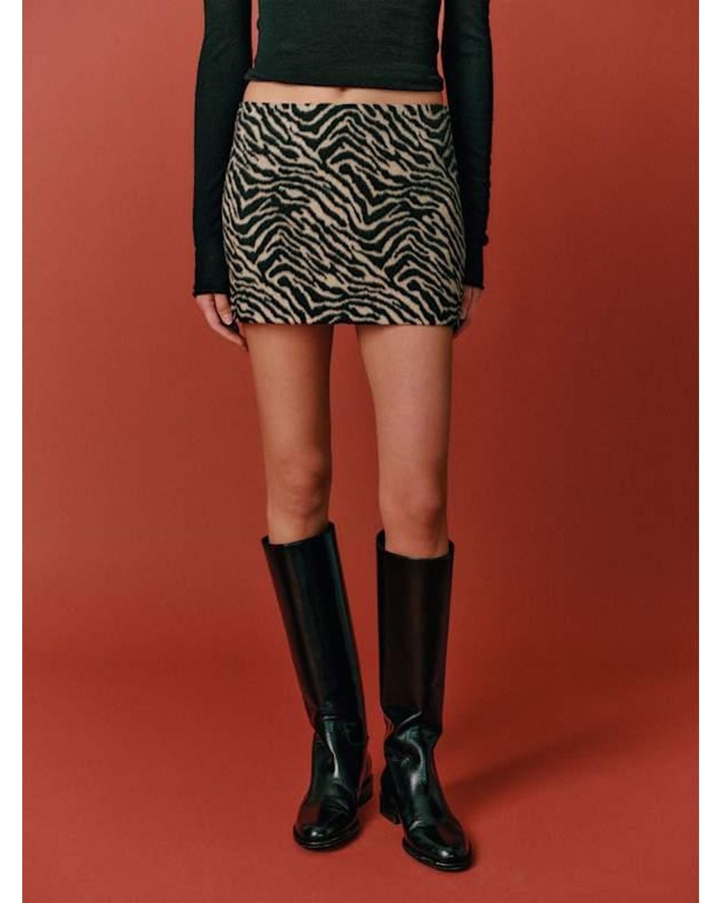 Reformation Red Carla Low Waist Skirt 0