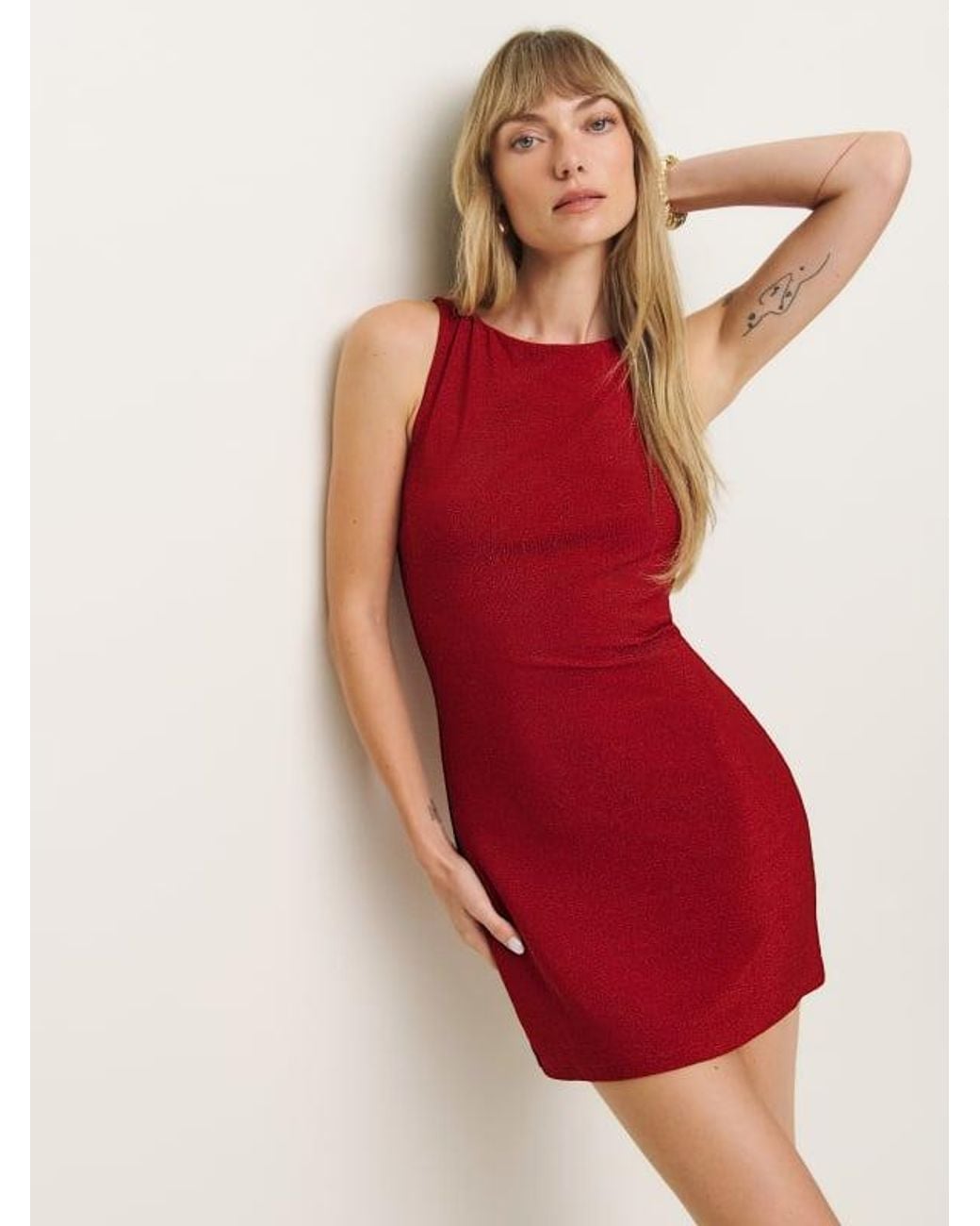 Reformation Nataly Knit Dress Sparkle in Red | Lyst