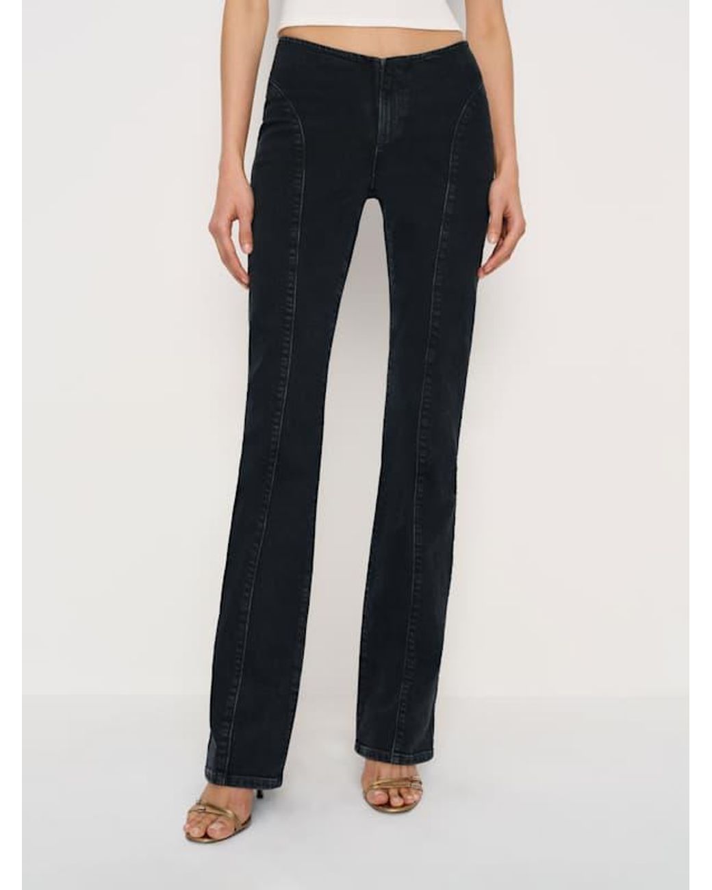 Reformation White Elora Super Stretch Low Rise Bootcut Jeans Denim